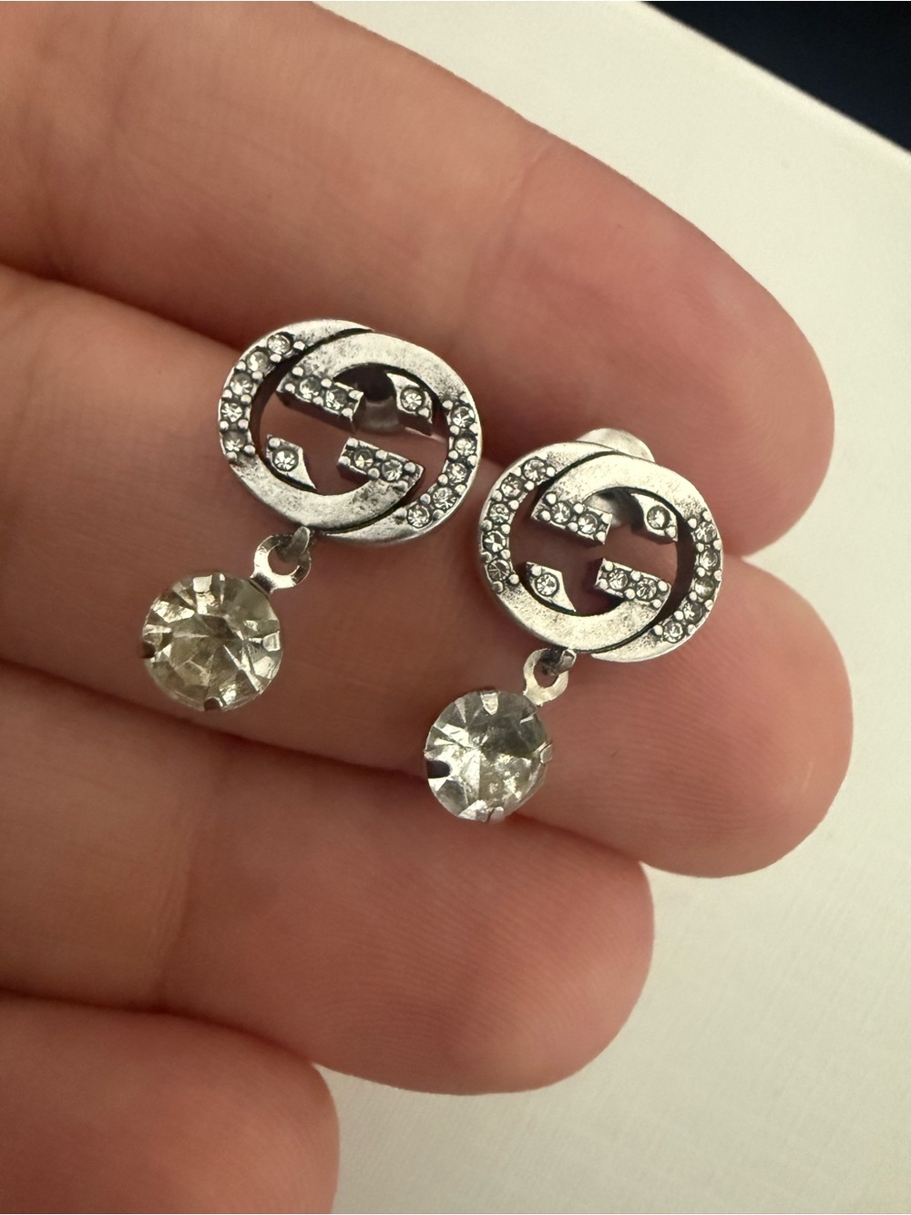 PRELOVED Gucci mini silver tone earrings